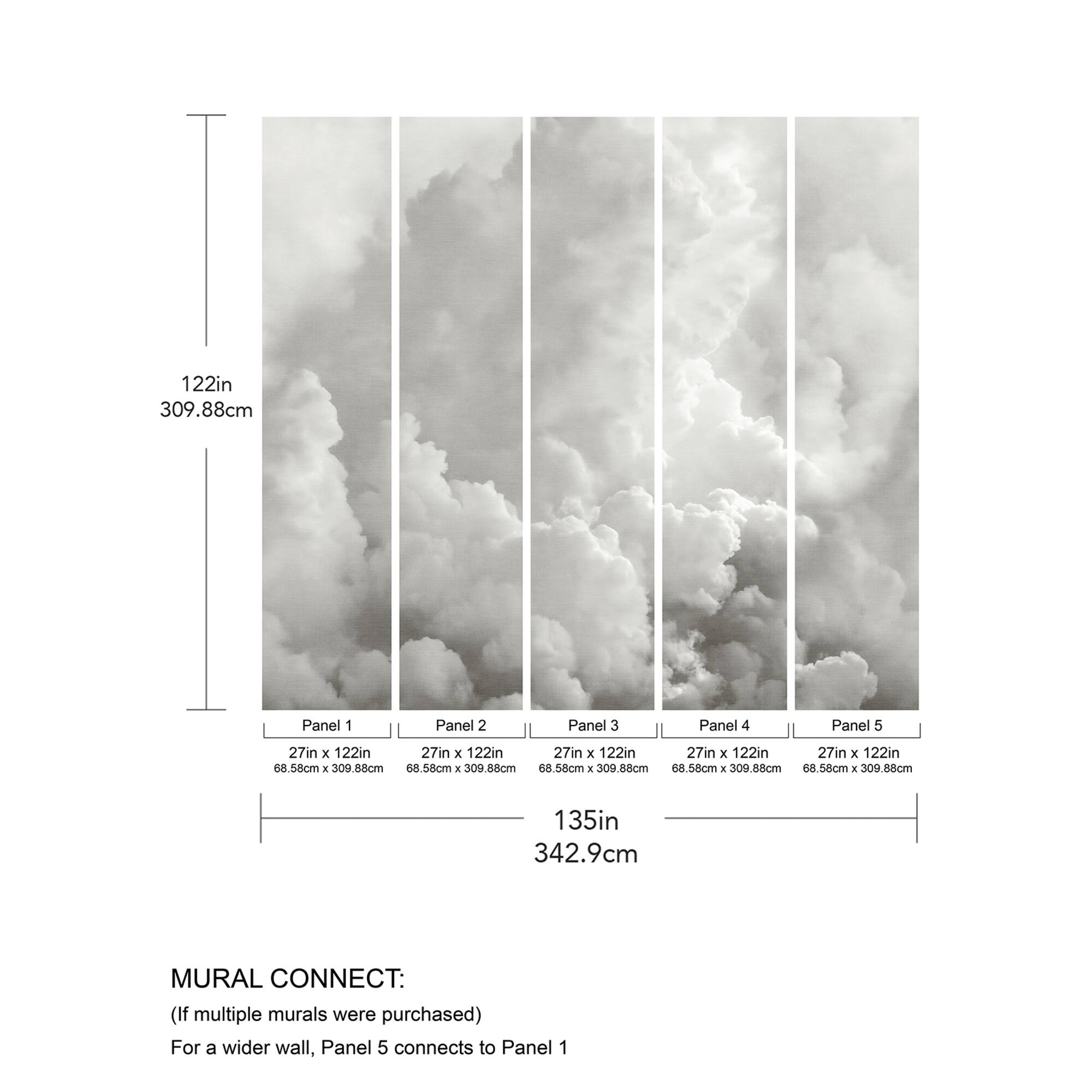 Katie Hunt Dove Gray In the Clouds Wall Mural